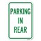 Signmission Parking in Rear Heavy-Gauge Aluminum Sign, 12" x 18", A-1218-23437 A-1218-23437 - alternate 1